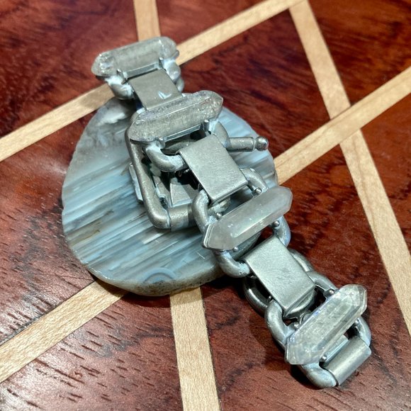 Vtg All Saints Xenolith Obelisk bracelet earring jewelry set blue gray stone - Picture 5 of 7